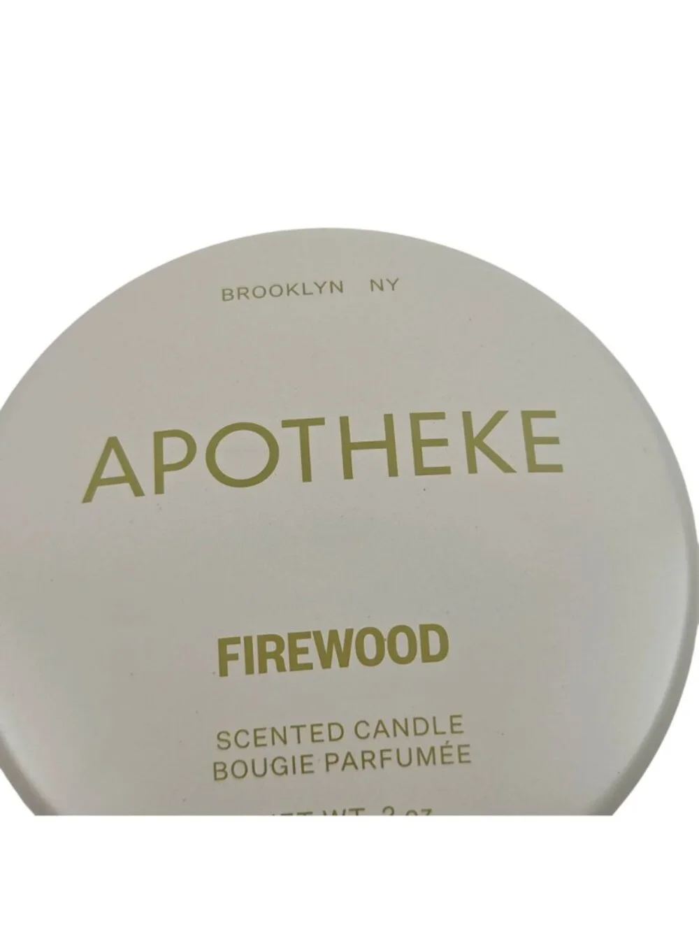 Apotheke Mini Tin Candle Firewood Scent 2oz White Tin 15 Hour Burn Time